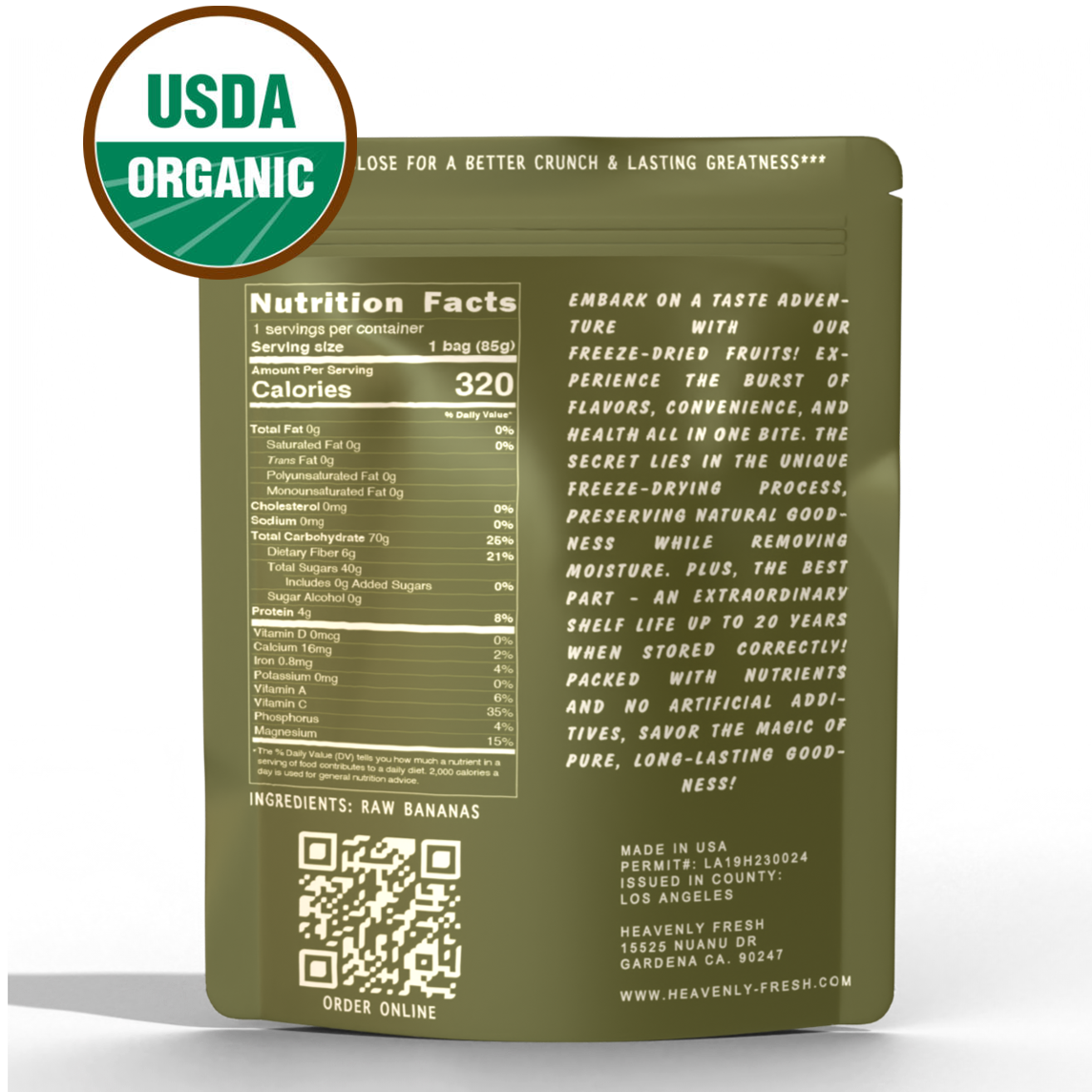 Organic Freeze Dried Banana